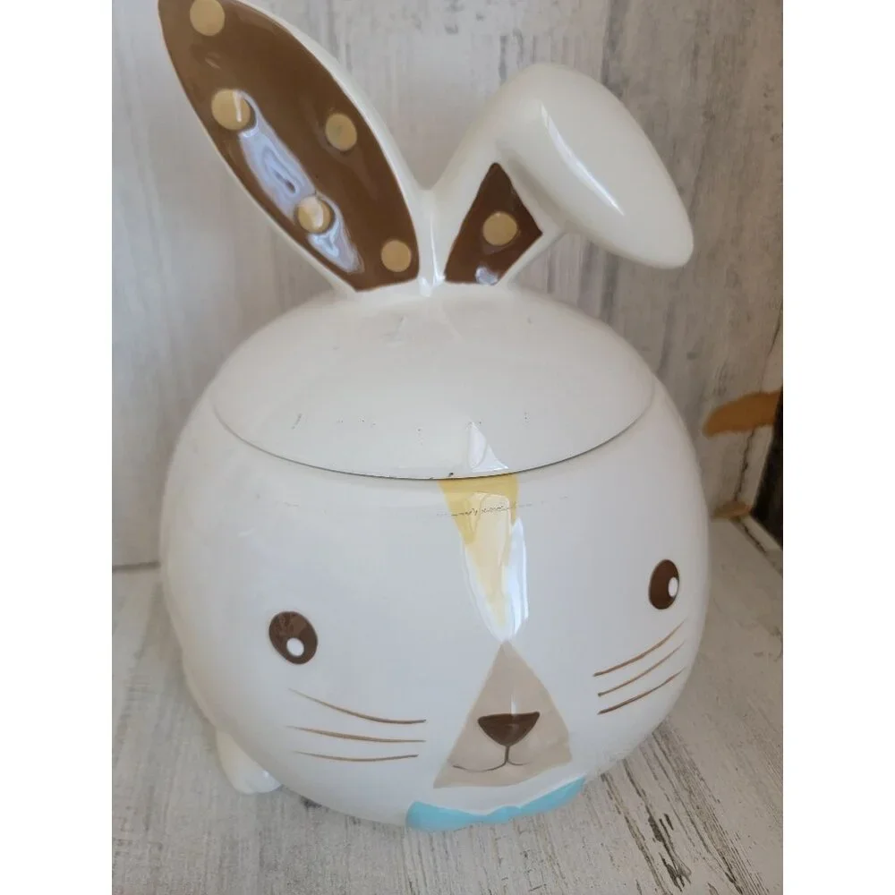 target Easter bunny cookie jar‎ bowtie spring home decor